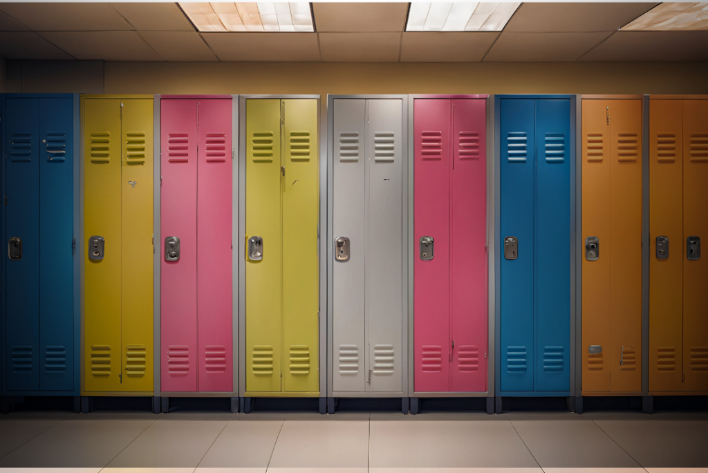 high school life with lockers